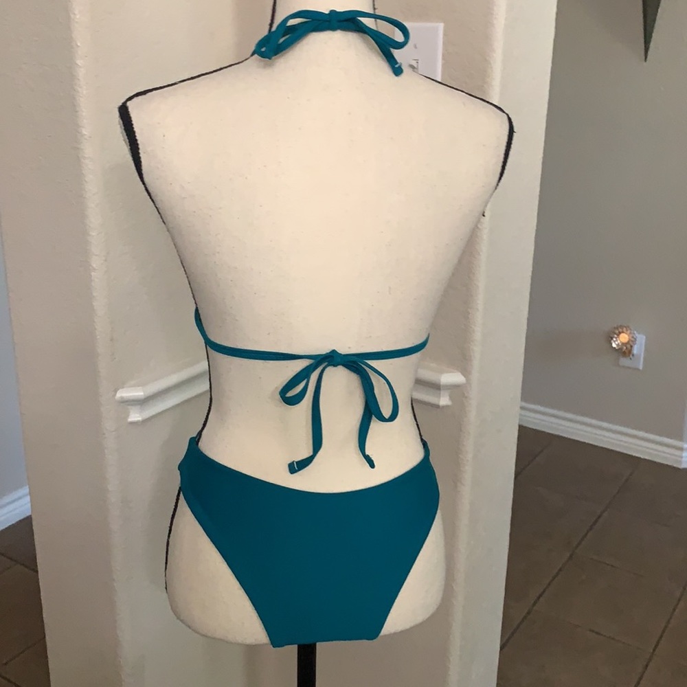 SHEIN teal triangle bikini 2 piece set swimsuit - Picture 4 of 17